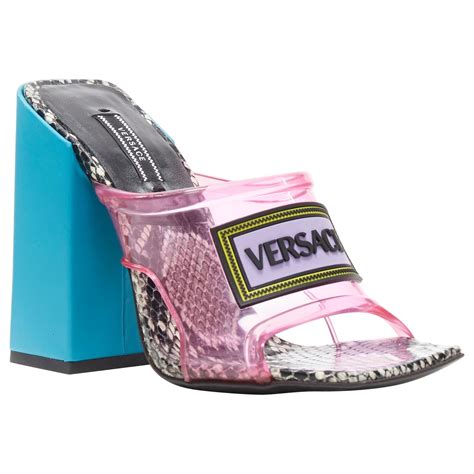 versace block heel|versace pink label.